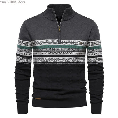 Terrence – Pull à Col Haut Rayé pour Homme