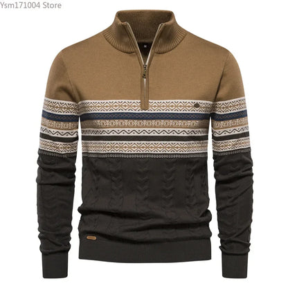 Terrence – Pull à Col Haut Rayé pour Homme