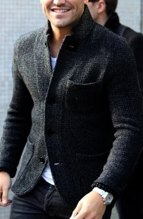 Stan – Cardigan Rétro Gris pour Hommes