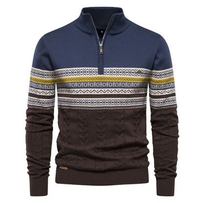 Terrence – Pull à Col Haut Rayé pour Homme