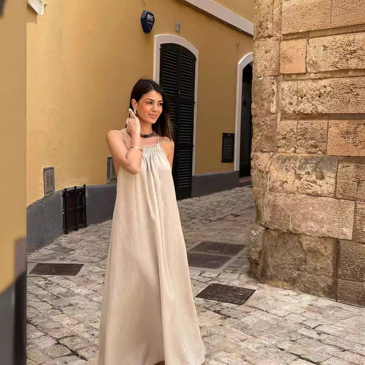 Victoria – Robe mi-longue à bretelles avec perles