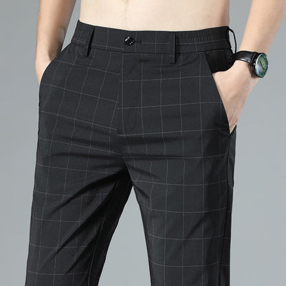 Lionel – Pantalon en Soie Glacée à Carreaux pour Hommes