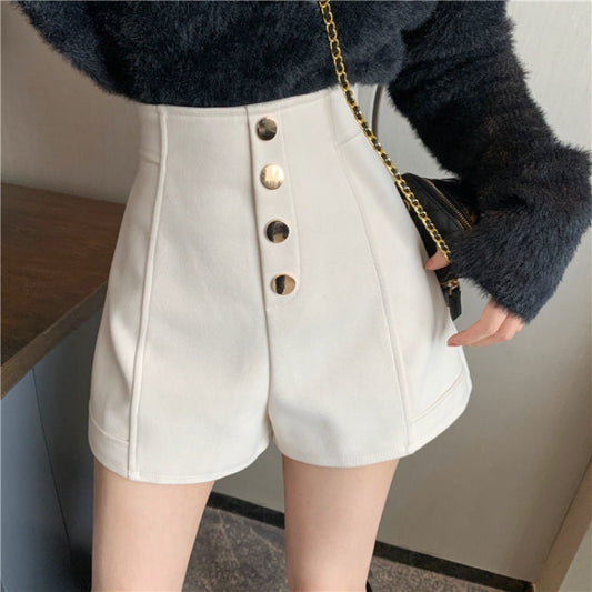 Natalie – Shorts Décontractés Taille Haute à Boutons