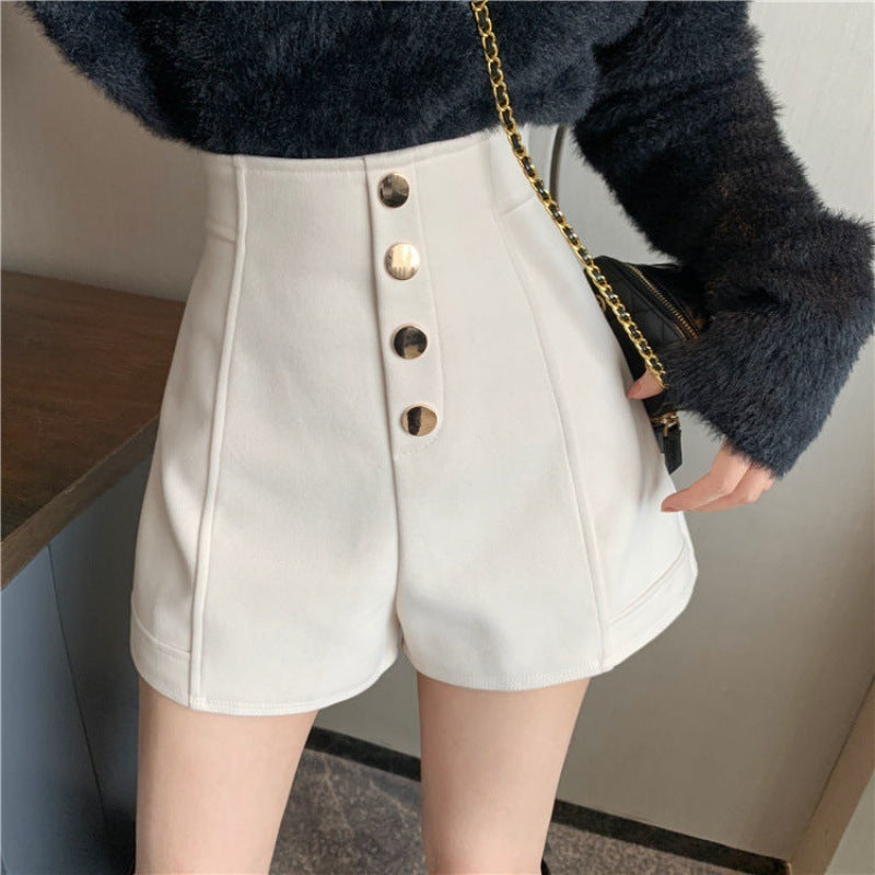 Natalie – Shorts Décontractés Taille Haute à Boutons