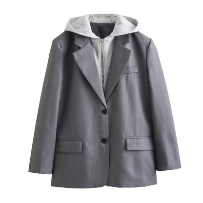 Samantha – Veste de costume ample pour femmes avec capuche en patchwork