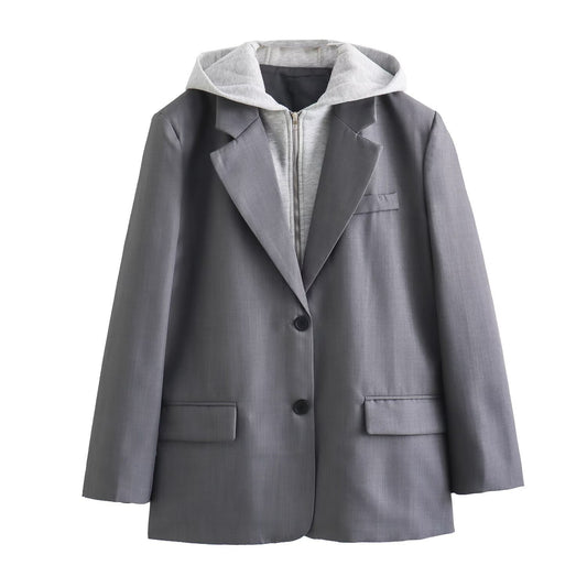 Samantha – Veste de costume ample pour femmes avec capuche en patchwork