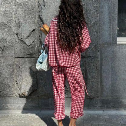 Rachel – Ensemble Deux Pièces à Col Claudine et Pantalon Large