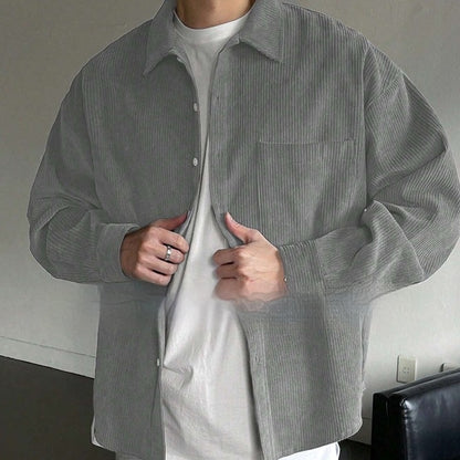 Spencer – Chemise Casual en Velours Côtelé à Manches Longues