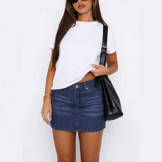 Betty – Jupe en Jean Élastique à Taille Ajustée