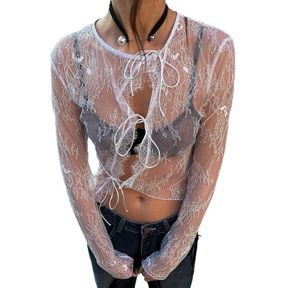 Sarah – Cardigan en Jacquard Transparent Léger d'Été