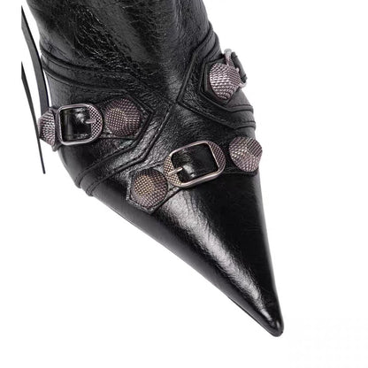 Nicole – Bottines Biker à Clous Métalliques et Fermeture Éclair Latérale