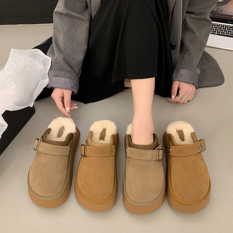 Mary – Chaussons À Semelle Épaisse En Fourrure Avec Bride Arrière