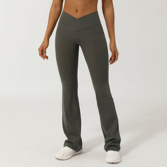 Deborah – Pantalon Large Croisé Taille V en Tissu Doux