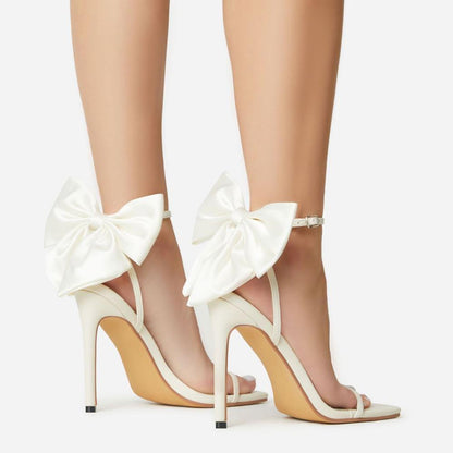 Mandy – Sandales Stiletto en Strass avec Nœud Arrière
