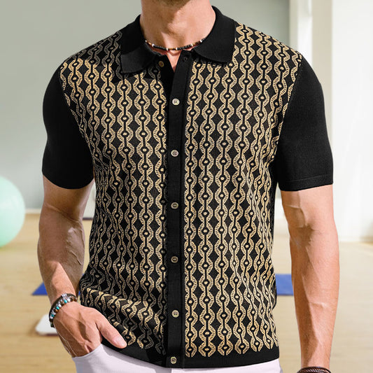 Ron – Cardigan en Tencel à Manches Courtes avec Jacquard pour Homme