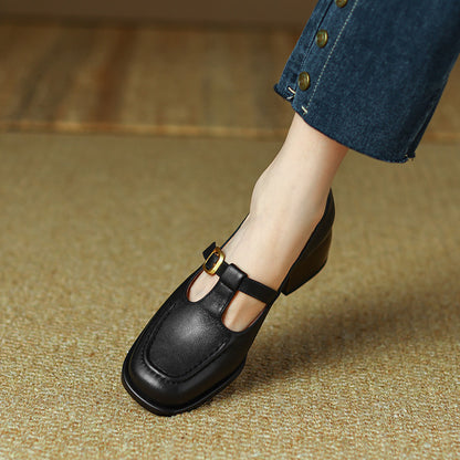Heidi – Escarpins rétro marron à talons mi-hauts