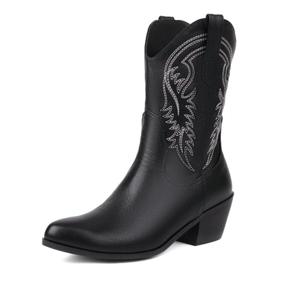 Carly – Bottines à Talon Épais avec Broderie