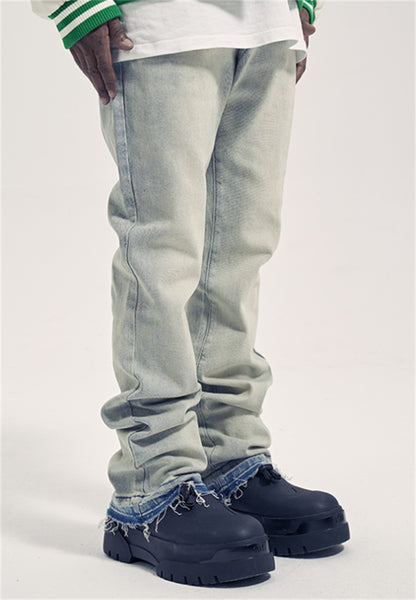 Garry – Jean Évasé Tendance Slim Fit Usé et Effiloché