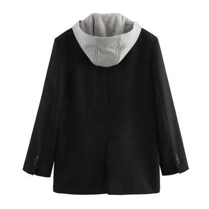 Samantha – Veste de costume ample pour femmes avec capuche en patchwork