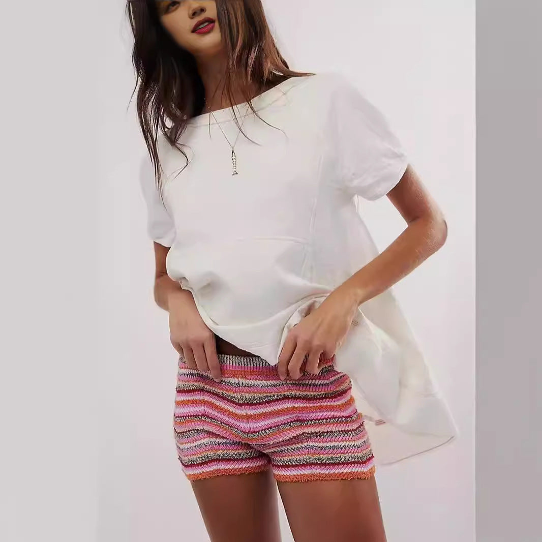 Denise – Shorts de sport à rayures arc-en-ciel