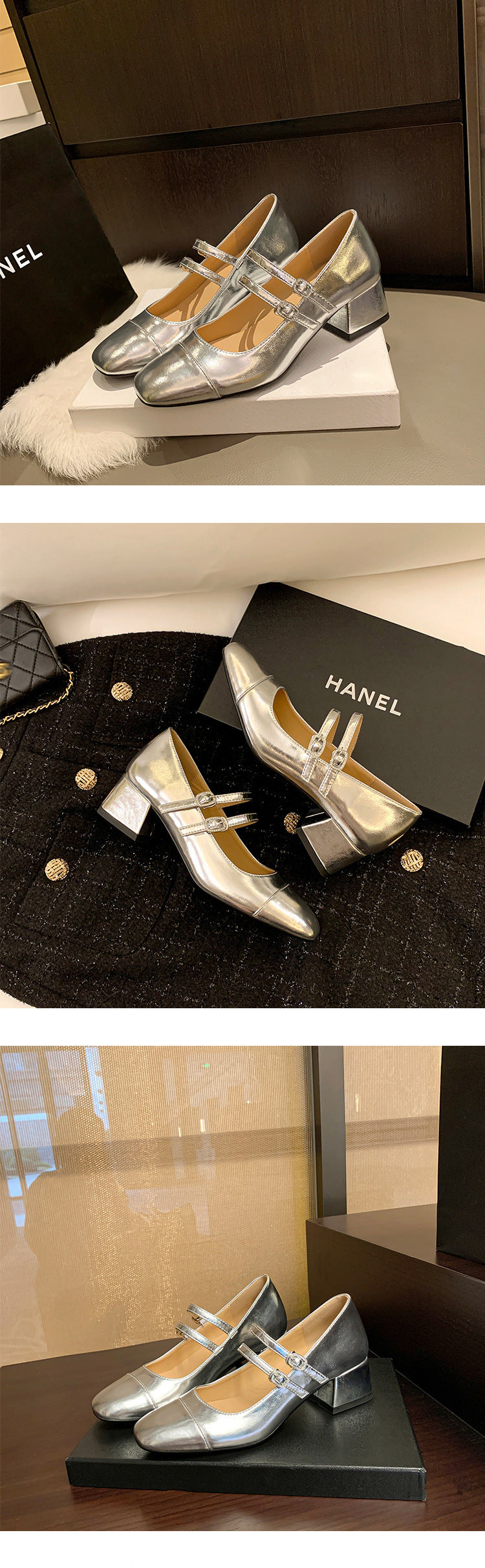 Jean – Chaussures à Talon Carré avec Boucle
