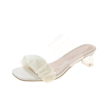 Natalie – Sandales Transparentes à Talon Épais et Bout Carré