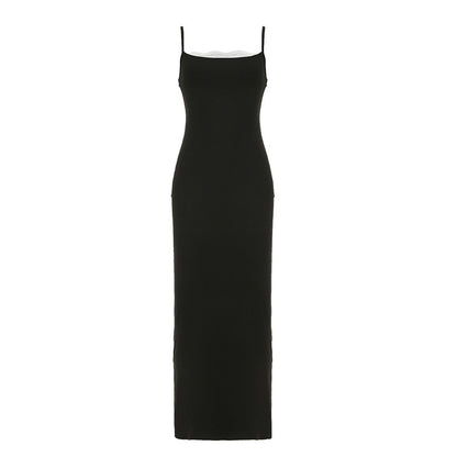 Alison – Robe Longue à Col Carré et Dentelle Sexy
