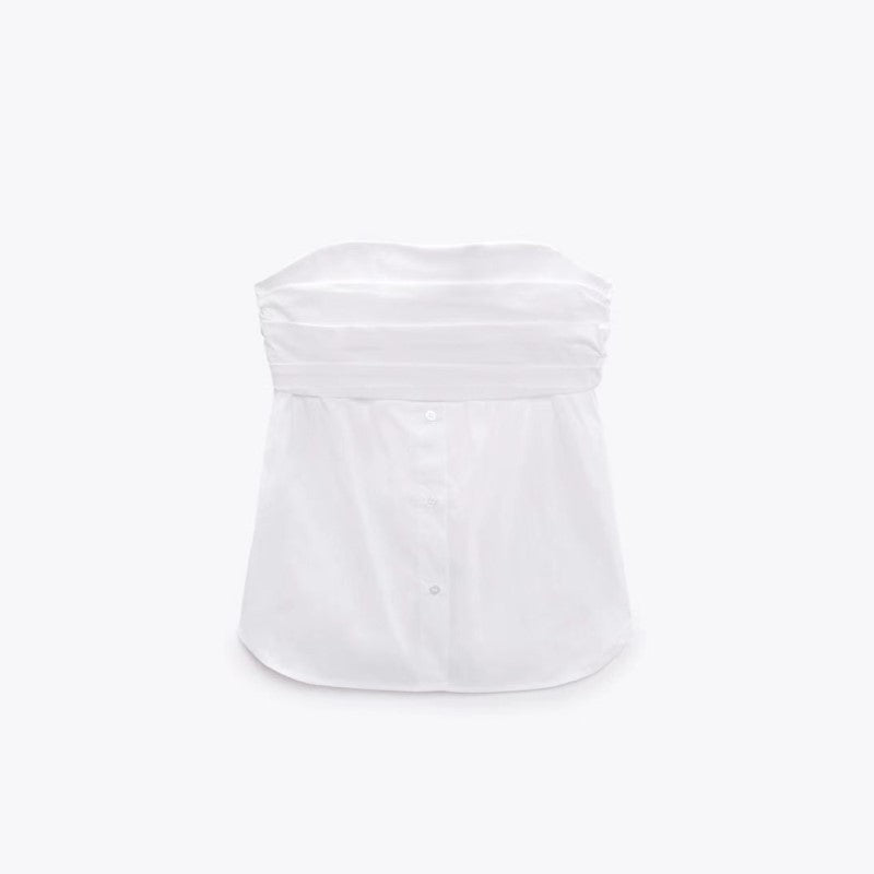 Lucy – Haut Sans Manches Enveloppant Le Buste Extensible Blanc
