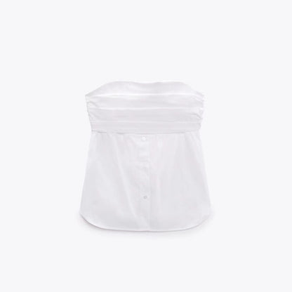 Lucy – Haut Sans Manches Enveloppant Le Buste Extensible Blanc