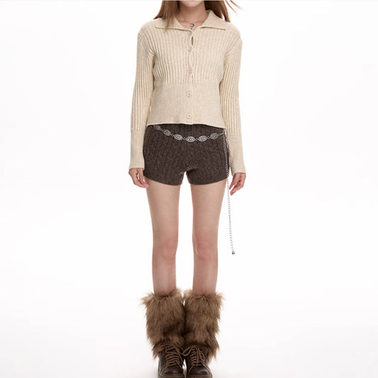 Lisa – Pantalon Court à Taille Haute et Jambe Large en Tricot