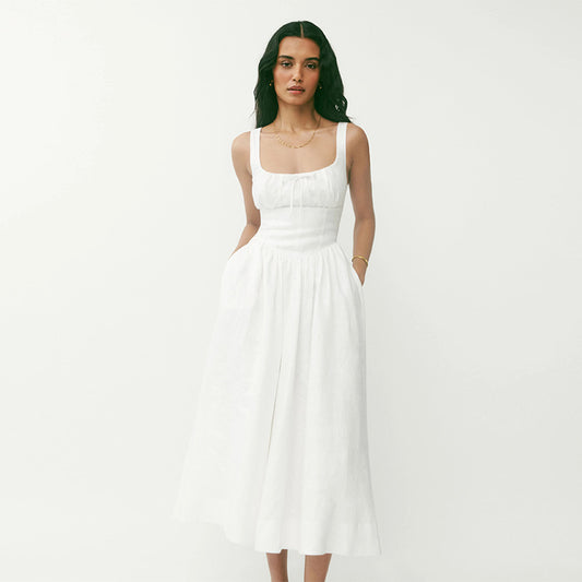 Helen – Robe en Lin Blanche