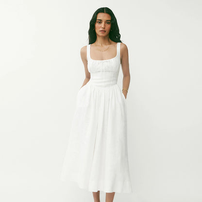 Helen – Robe en Lin Blanche
