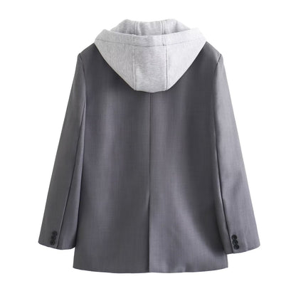 Samantha – Veste de costume ample pour femmes avec capuche en patchwork