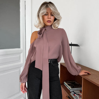 Ruby – Chemise Épaule Dénudée À Col Irrégulier