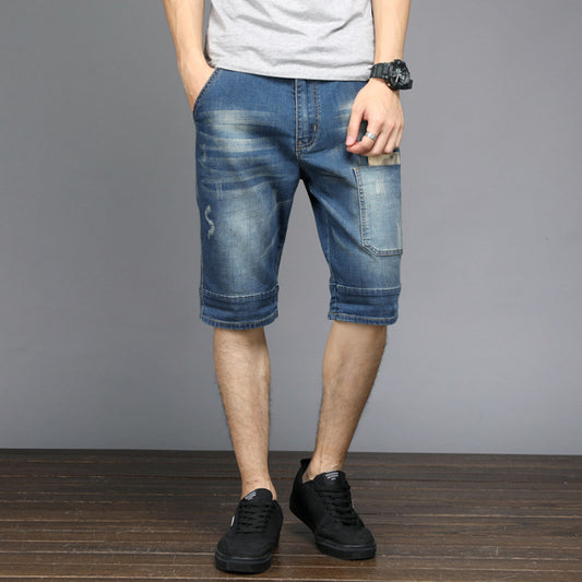 Simon – Shorts en Jean Droit à Patchs