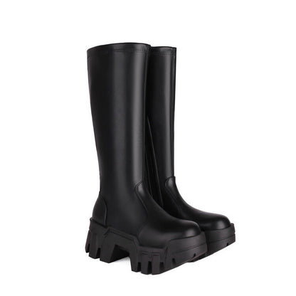 Alison – Bottes à bout rond avec fermeture éclair latérale et semelle épaisse