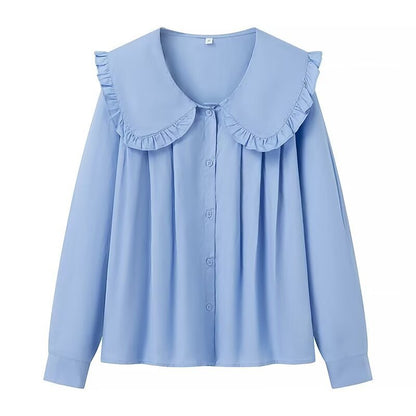 Jennifer – Chemise Décontractée à Col Claudine et Manches Longues