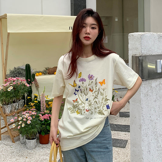 Janet – Haut en Coton Pur à Motif Fleur Imprimé