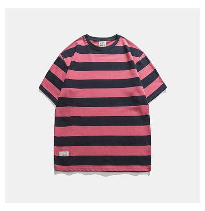Bernard – T-shirt à Rayures Rétro à Manches Courtes