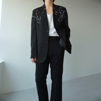Jessica – Veste de costume avec taches de peinture blanches, élégante et polyvalente