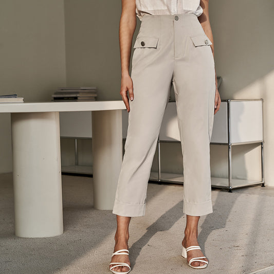 Emma – Pantalon Commuter Droit à Taille Haute