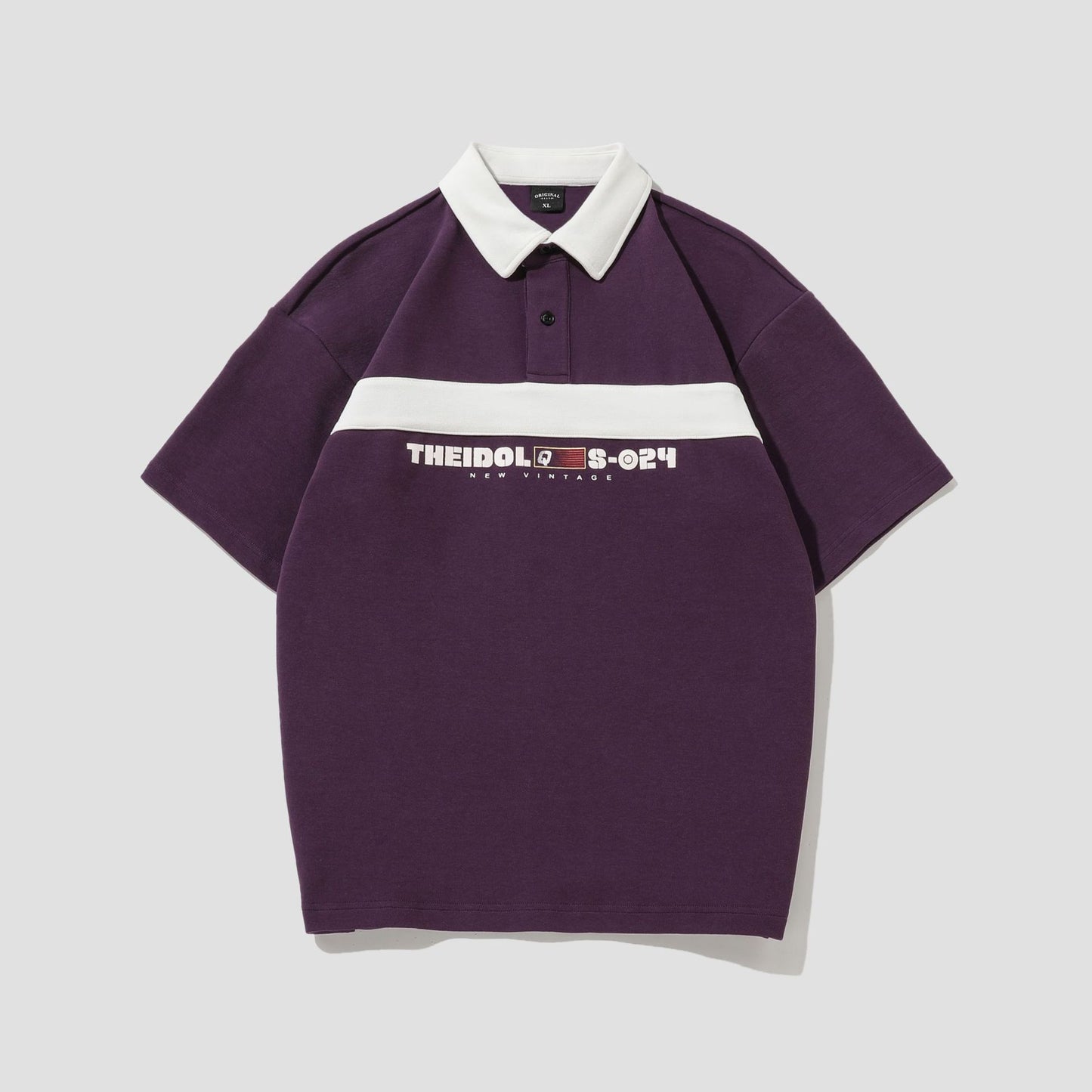Garry – T-shirt à col rabattu avec rayures vintage et contraste de couleurs