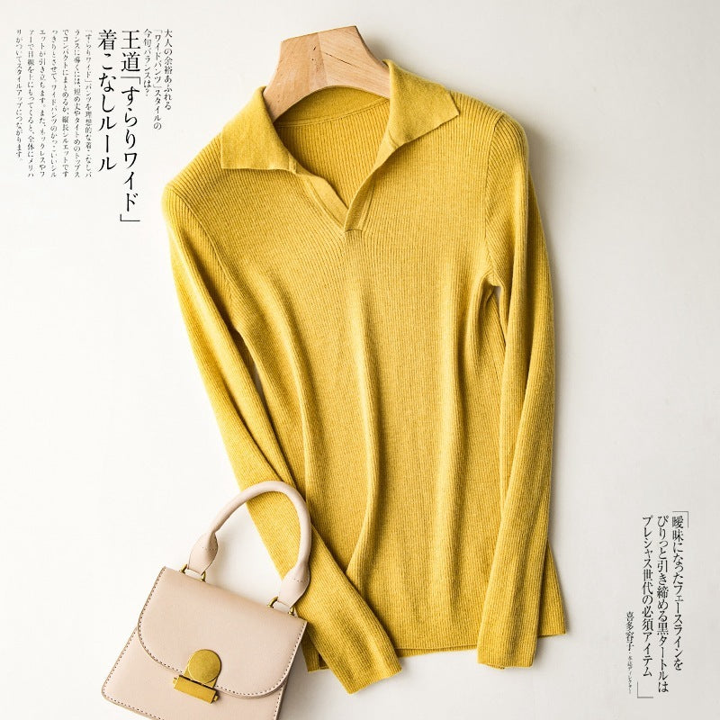 Nicola – Pull à Col Polo avec Manches Longues pour Femme