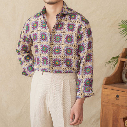Kieran – Chemise Cardigan Imprimée à Manches Longues