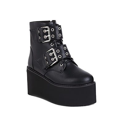 Michelle – Bottines à Talon Muffin en Vegan Noir