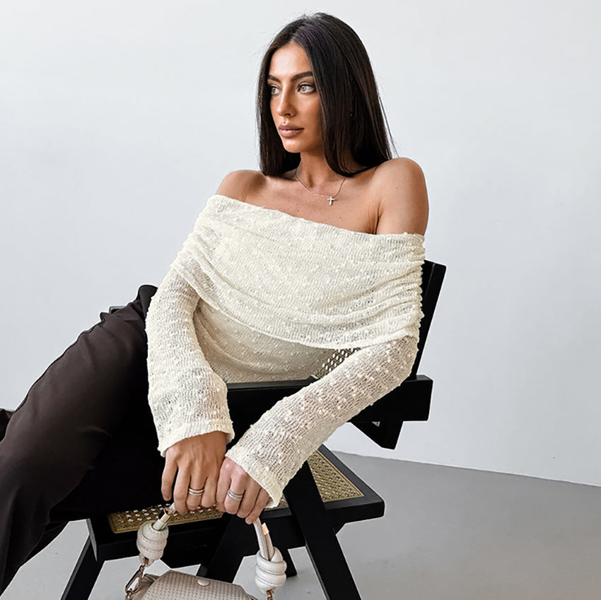 Kathryn – Haut à manches longues avec col en tricot jacquard