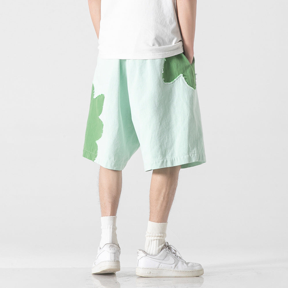Philip – Short en Denim Patchwork Contrasté pour Hommes