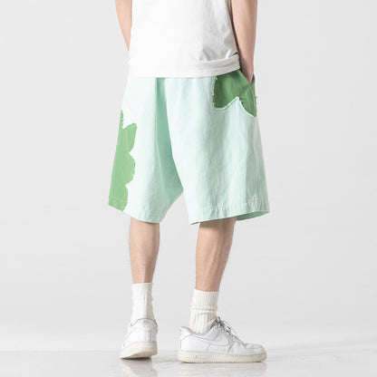 Philip – Short en Denim Patchwork Contrasté pour Hommes