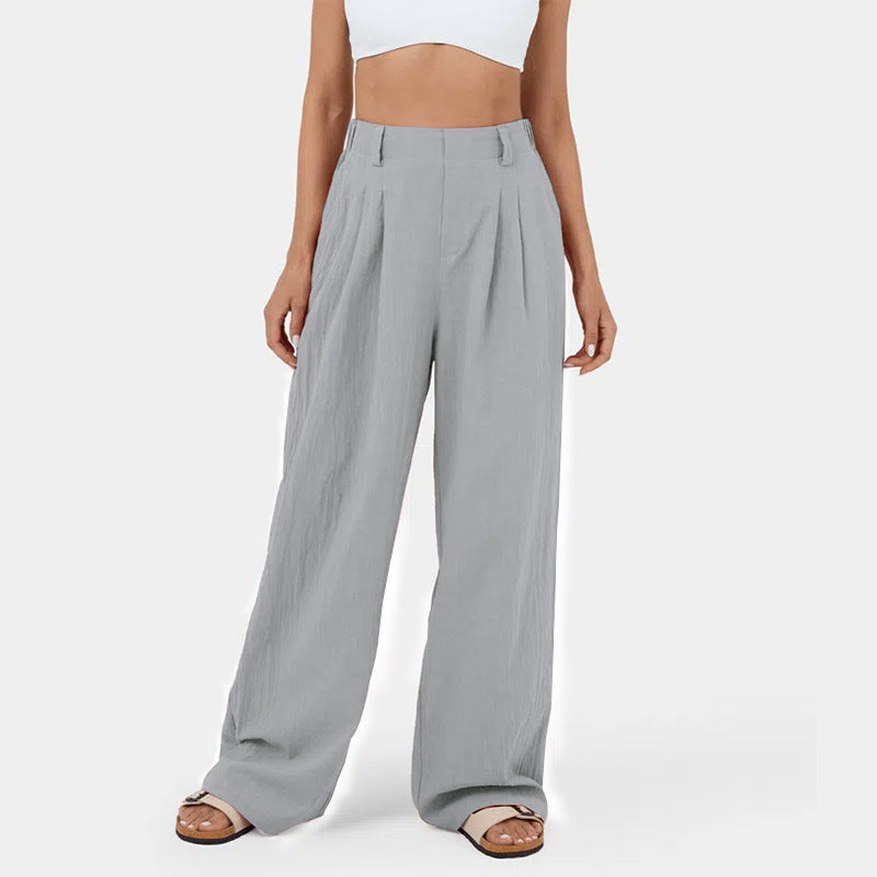 Marion – Pantalon Large en Coton Taille Haute