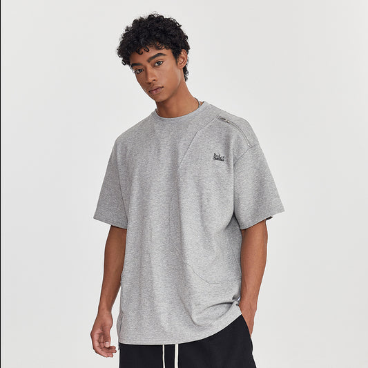 Howard – T-shirt à manches courtes avec couture irrégulière et fermeture éclair latérale